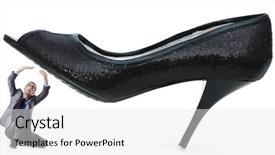  Presentation with shoes - Amazing presentation having black men discrimination - woman domination concept with shoes backdrop and a  colored foreground