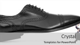  Presentation with shoes - Cool new slide set with black men discrimination - woman domination concept with shoes backdrop and a  colored foreground