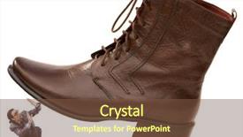  Presentation with human rights concept chained man - Slide set consisting of black men discrimination - woman domination concept with shoes background and a  colored foreground