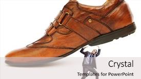  Presentation with shoes - Colorful slides enhanced with black men discrimination - woman domination concept with shoes backdrop and a lemonade colored foreground