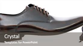  Presentation with shoes - Slide deck with black men discrimination - woman domination concept with shoes background and a  colored foreground