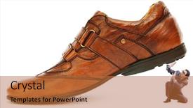  Presentation with shoes - Presentation consisting of black men discrimination - woman domination concept with shoes background and a  colored foreground