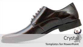  Presentation with shoes - Amazing PPT theme having black men discrimination - woman domination concept with shoes backdrop and a  colored foreground