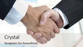  Presentation with handshake - Presentation featuring building trust - asian businessman handshake with modern background and a coral colored foreground