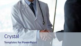  Presentation with doctor patient relations - PPT theme enhanced with doctor handshake with a patient background and a lemonade colored foreground