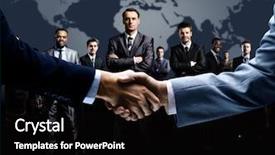  Presentation with handshake - PPT theme with handshake isolated on business background background and a black colored foreground