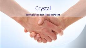  Presentation with handshake - Presentation design enhanced with businessmen shaking hands bright - handshake isolated on white background and a sky blue colored foreground