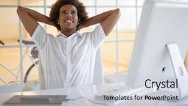  Presentation with medical procedure simulation using blood - Presentation design consisting of black men working - smiling young businessman using digitizer background and a lemonade colored foreground