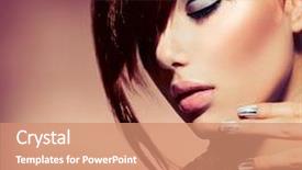  Presentation with fashion accessories - Cool new PPT theme with model girl portrait trendy hair backdrop and a coral colored foreground