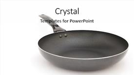  Presentation with black chrome metallic mesh metal - Cool new slides with black metal frying pan on a white background backdrop and a white colored foreground