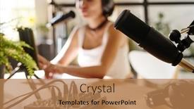  Presentation with black girl - Slides having black-microphone-and-other-equipment background and a coral colored foreground