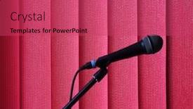  Presentation with photo show - Slides featuring black-microphone-with-cord-against background and a red colored foreground