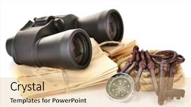  Presentation with white letters - Slides featuring black modern binoculars with compass background and a lemonade colored foreground