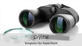 Presentation with modern black and white trees - Theme having black modern binoculars with magnifying background and a light gray colored foreground