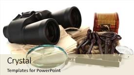  Presentation with modern black and white trees - PPT layouts featuring black modern binoculars with magnifying background and a lemonade colored foreground