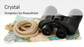  Presentation with compass map - Presentation design with black modern binoculars with map background and a white colored foreground