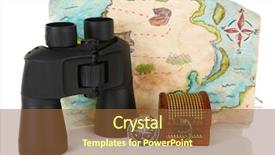  Presentation with compass map - Theme enhanced with black modern binoculars with map background and a tawny brown colored foreground