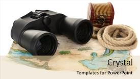 Presentation with compass map - Theme enhanced with black modern binoculars with map background and a lemonade colored foreground