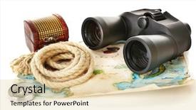  Presentation with naval map communication modern - Slide set featuring black modern binoculars with map background and a lemonade colored foreground