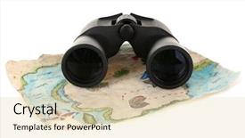  Presentation with naval map communication modern - Slide deck with black modern binoculars with map background and a lemonade colored foreground
