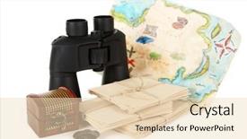  Presentation with old map - Cool new slides with black modern binoculars with old backdrop and a lemonade colored foreground