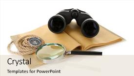  Presentation with compass - Slide set featuring black modern binoculars with old background and a coral colored foreground