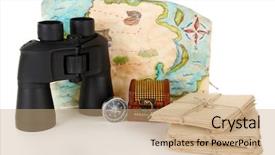  Presentation with white letters - Cool new theme with black modern binoculars with old backdrop and a coral colored foreground