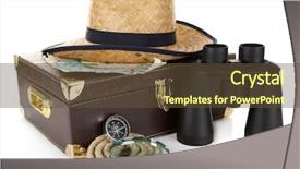  Presentation with modern black and white trees - Cool new theme with black modern binoculars with suitcase backdrop and a tawny brown colored foreground