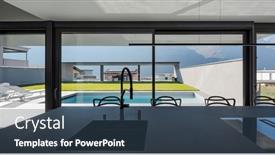  Presentation with black light - PPT layouts enhanced with black-modern-kitchen-with-sink background and a ocean colored foreground