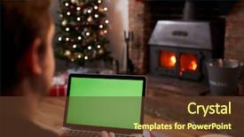  Presentation with room - Audience pleasing theme consisting of black monday - man using laptop in room backdrop and a tawny brown colored foreground