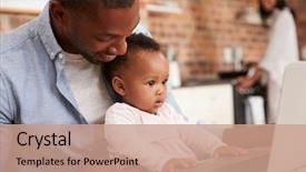  Presentation with mother baby - Cool new slide set with black month - father and baby daughter use backdrop and a coral colored foreground