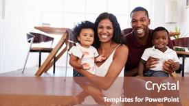  Presentation with young children - Colorful theme enhanced with black month - portrait of family with young backdrop and a red colored foreground