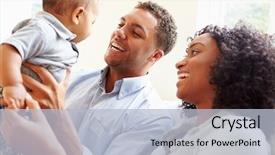  Presentation with baby doctor and family - Colorful theme enhanced with black month - young family playing with happy backdrop and a light blue colored foreground