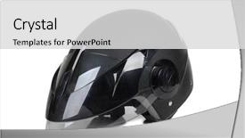  Presentation with manufacturing - Slide set enhanced with black motorcycle helmet background and a light gray colored foreground