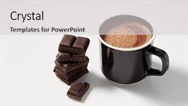  Presentation with hot chocolate - Presentation theme with black mug with hot chocolate background and a light gray colored foreground