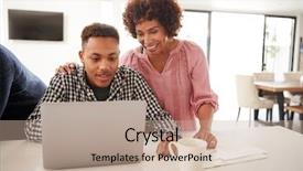  Presentation with helping - Slide set enhanced with black mum helping her teenage background and a coral colored foreground