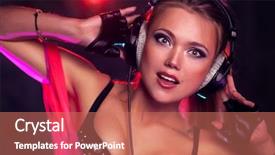  Presentation with sexy - Cool new presentation theme with black music - young sexy brunette woman dj backdrop and a  colored foreground