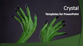  Presentation with black hands - Presentation theme having black nails halloween theme background and a dark gray colored foreground