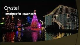  Presentation with christmas black - Cool new presentation with black nigh'st view of christmas trees and a building draped in colorful lights and surrounded by water backdrop and a black colored foreground
