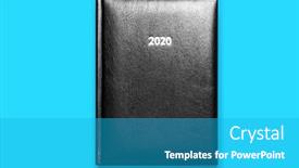  Presentation with 2020 - Cool new PPT layouts with black-notebook-isolated-on-blue backdrop and a teal colored foreground