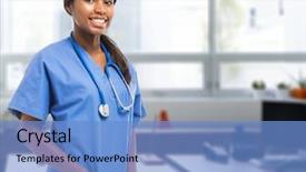  Presentation with black nurse - Audience pleasing PPT theme consisting of black nurse isolated backdrop and a light blue colored foreground
