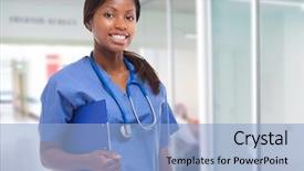  Presentation with black nurse - Presentation with black nurse portrait background and a light blue colored foreground