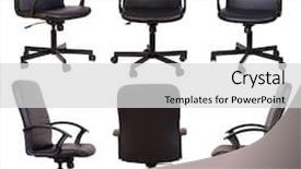  Presentation with office chair - Cool new slides with black office chair isolated backdrop and a light gray colored foreground