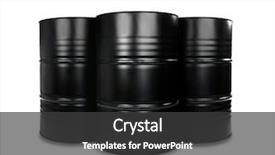  Presentation with barrels - Beautiful PPT theme featuring black oil barrels on white backdrop and a dark gray colored foreground