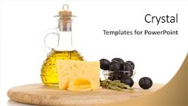  Presentation with oil rig in white and black - Audience pleasing slides consisting of simple fresh fruits vegetables - black olives in white bowl backdrop and a white colored foreground