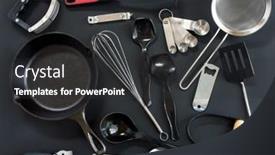  Presentation with kitchen utensils - Presentation theme consisting of black-on-black-kitchen-utensils background and a dark gray colored foreground