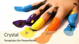  Presentation with black child - Cool new presentation theme with black orange - hand of a child fingers backdrop and a blonde colored foreground