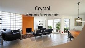  Presentation with waiting room furniture - Cool new PPT layouts with black orange - modern house living-room backdrop and a mint green colored foreground