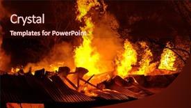  Presentation with fire safety - Cool new presentation design with black orange safety - fire at the industrial warehouse backdrop and a wine colored foreground
