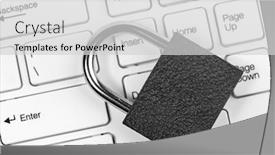  Presentation with data protection - Beautiful presentation theme featuring black-padlock-on-computer-keyboard backdrop and a light gray colored foreground